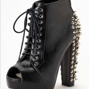 Black Open Toe Spiked Boots